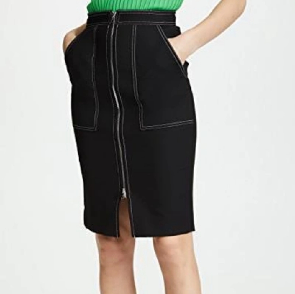 Diane Von Furstenberg Patch Pocket Zip Skirt in Black